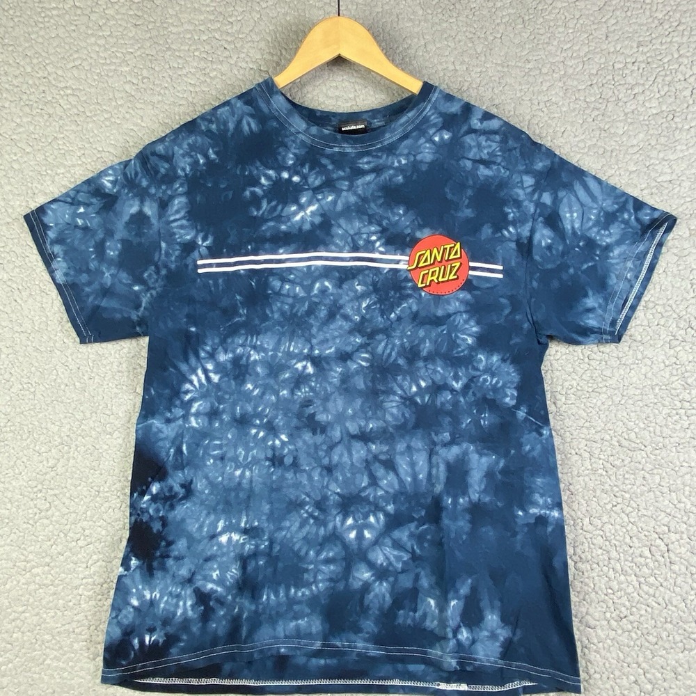 Santa Cruz Skateboards Shirt Men's Large Blue Tie Dye‎ Skater T-Shirt Tee Logo